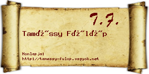 Tamássy Fülöp névjegykártya
